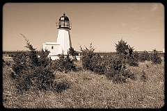 Sandy Point Light Tower on Prudence Island - Sepia Tone